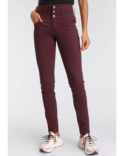 Arizona Slim-fit-Jeans mit extra breitem Bund High Waist - Lila