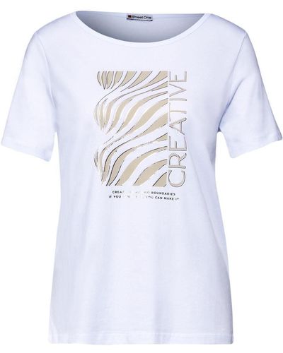 Street One T-Shirt LTD QR organic wave partprint - Weiß