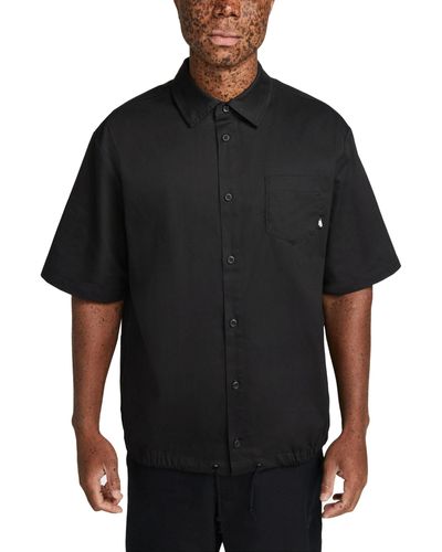 Nike Poloshirt Club Button-Down Short-Sleeve Shirt - Schwarz