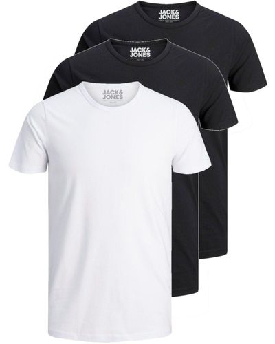 Jack & Jones T-Shirt Basic O-Neck (3-tlg., 3er Pack) etwas länger geschnitten, nicht zu kurz - Schwarz