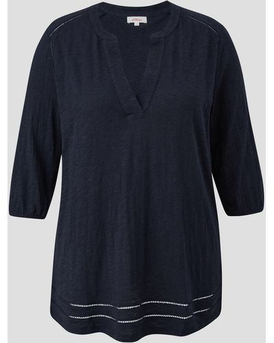 S.oliver /--Shirt 3/4-Arm-Bluse aus Viskosestretch - Blau