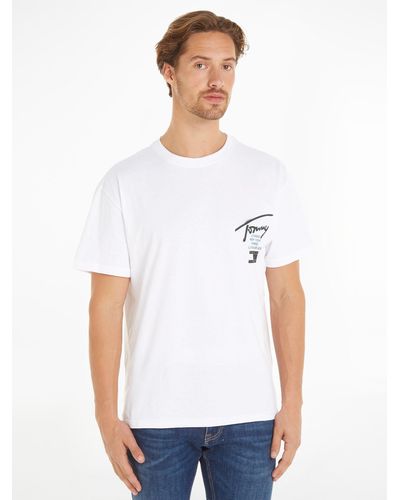 Tommy Hilfiger T-Shirt TJM REG GRAFFITI SIG TEE EXT Große Größen mit Print - Weiß