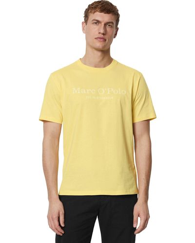 Marc O' Polo T-Shirt mit tonigem Label-Print vorne - Gelb