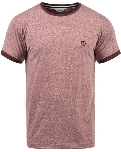 Solid T-Shirt SDBennTee Kurzarmshirt mit farblich abgesetztem Kragen und Ärmelsaum. - Pink