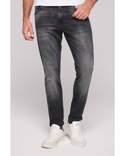 Camp David Regular-fit-Jeans mit Destroy-Effekten - Grau