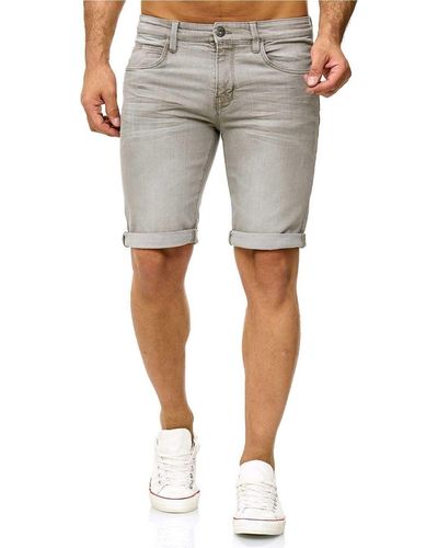 INDICODE Shorts Kaden Jeans im Used Look - Grau