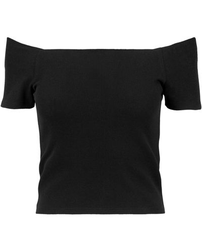 Urban Classics T-Shirt Ladies Off Shoulder Rib Tee - Schwarz