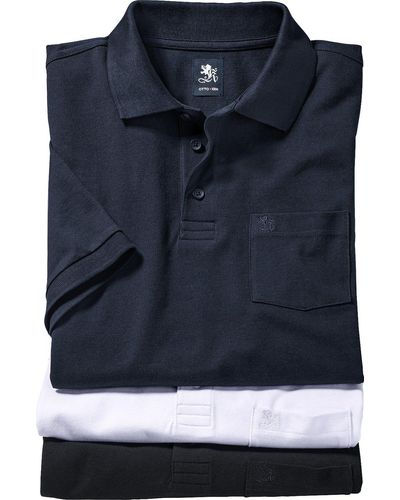Otto Kern Poloshirt (Packung, 3er-Pack) aus reiner Baumwolle - Blau