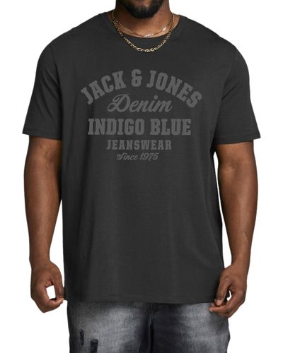 Jack & Jones Print- Big Size Übergrößen T-Shirt - Schwarz