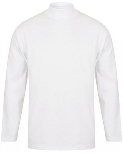 Henbury Langarmshirt Roll-Neck Long-Sleeve T-Shirt - Weiß
