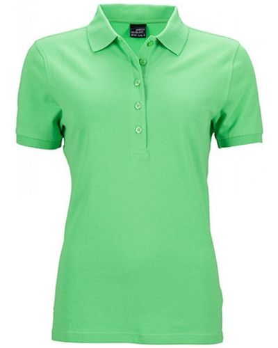 James & Nicholson Poloshirt Elastic Polo Piqué / Taillierter Schnitt - Grün