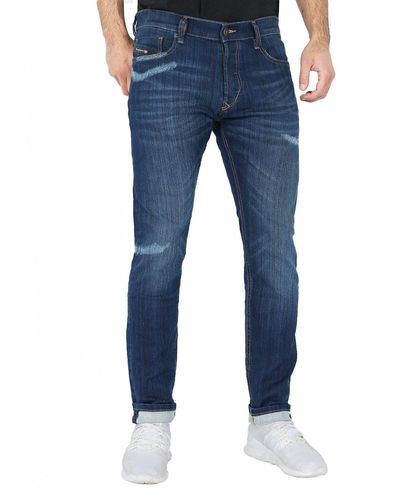 DIESEL Slim-fit-Jeans Röhren Stretch Hose Destroyed - Blau
