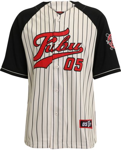 Fubu T-Shirt FM231-008- Varsity Pinstriped Baseball Jersey (1-tlg) - Rot