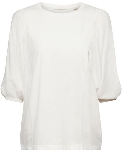 Edc By Esprit T-Shirt Oberteil mit Puffärmeln (1-tlg) - Weiß