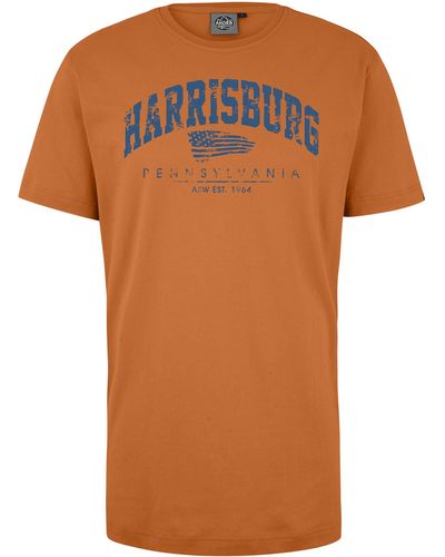 AHORN SPORTSWEAR T-Shirt HARRISBURG_ATLANTIC BLUE mit modischem Frontprint - Orange