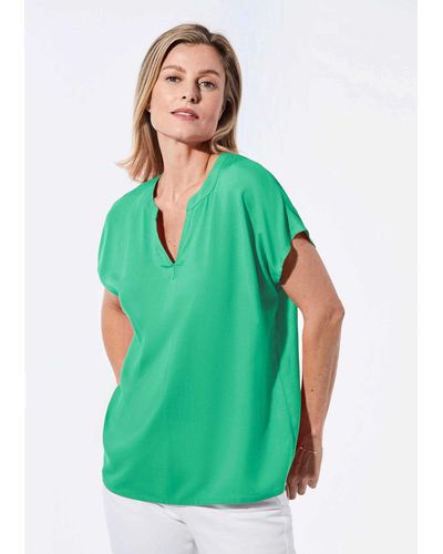 Goldner Schlupfbluse Bluse mit Tunika Ausschnitt - Grün