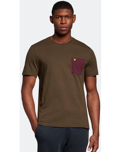Lyle & Scott LS T-Shirt NOS mit Logostickerei auf der Brust - Braun