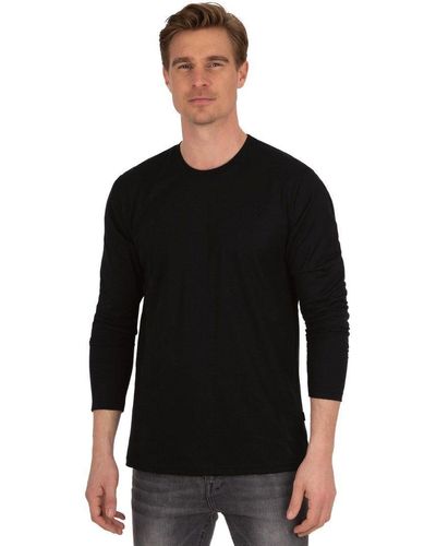 Trigema T-Shirt Langarmshirt aus 100% Baumwolle (1-tlg) - Schwarz