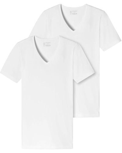 Schiesser T-Shirt (2-tlg) V-Ausschnitt, kurzarm, im 2er Pack - Weiß