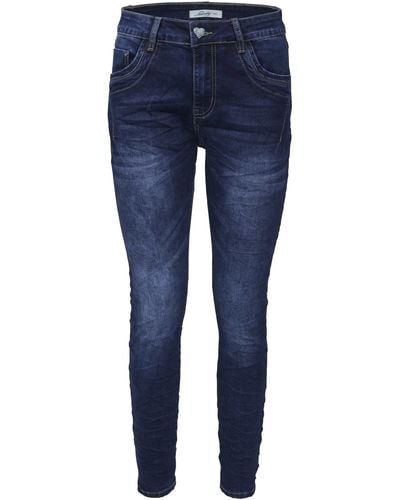 Jewelly Regular-fit- , Stretch Jeans Five-Pocket im Crash-Look - Blau