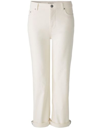 Ouí Jeans THE STRAIGHT mid waist, regular Detailprint - Weiß