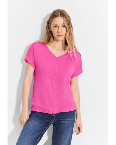 Cecil T-Shirt mit V-Ausschnitt - Pink