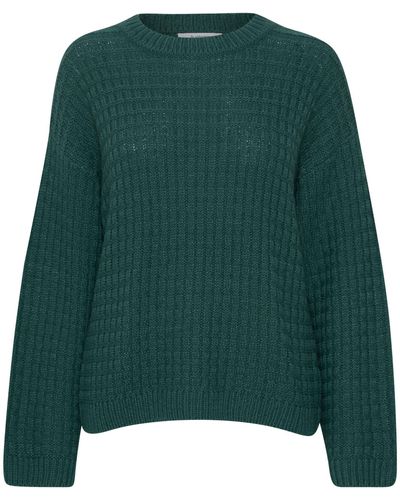 B.Young Strickpullover Grobstrick Pullover Sweater mit Abgesetzten Schultern 6664 in Petrol - Grün