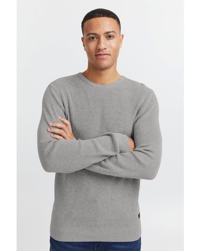 Blend Rundhals Strickpullover Basic Langarm Sweater 4349 in Grau