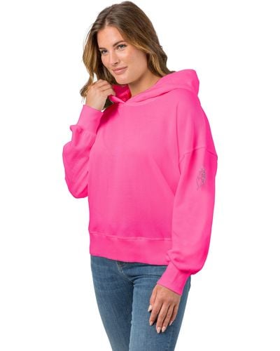 Gio Milano Sweatshirt G25-1111 Sweater Kapuze mit Strassbesatz - Pink