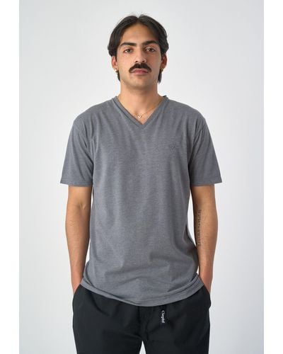 CLEPTOMANICX T-Shirt Ligull Regular V mit lockerem Schnitt - Grau