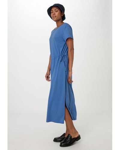 HESSNATUR Jerseykleid Midi Regular aus reiner Bio-Baumwolle (1-tlg) - Blau