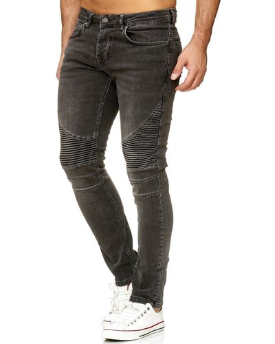 Tazzio Slim-fit-Jeans 16517 in cooler Biker-Optik - Schwarz