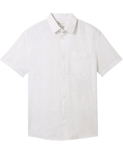Tom Tailor Poloshirt Kurzarmhemd mit Struktur - Weiß