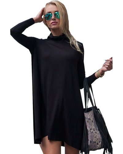 Mississhop A-Linien- Kleid Longshirt Pulli Tunika Minikleid 6510 - Schwarz