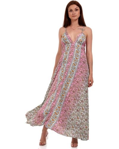 YC Fashion & Style Maxikleid Rückenschnürung One Size 34-40 (1-tlg) mit Blumenprint - Lila