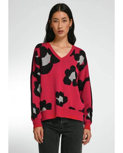 Basler Strickpullover Pullover mit modernem Design - Rot