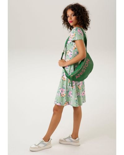 Aniston CASUAL Sommerkleid mit romantischem Blumendruck - Grün
