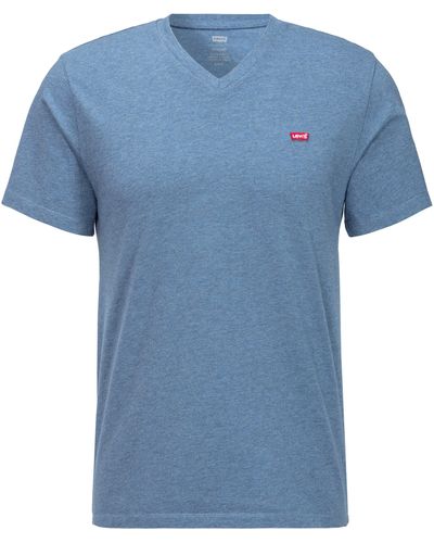 Levi's Levi's® V-Shirt LE ORIGINAL HM VNECK mit Logostickerei - Blau