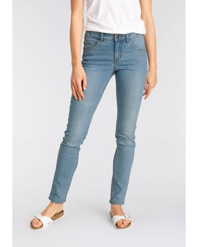 Arizona Slim-fit-Jeans Bund mit seitlichem Gummizugeinsatz High Waist - Blau