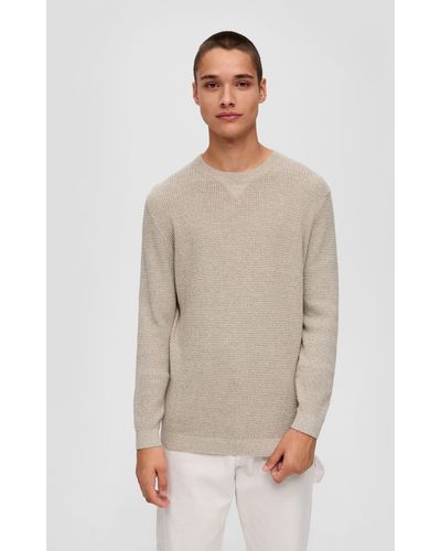 QS Strickpullover Pullover aus Baumwolle - Natur