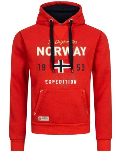Geo Norway Kapuzen Pullover Sweat Hoodie Sweatshirt Kapuzensweatshirt Sweater - Rot