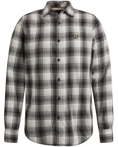 PME LEGEND T- Long Sleeve Shirt Ctn Twill Check - Grau