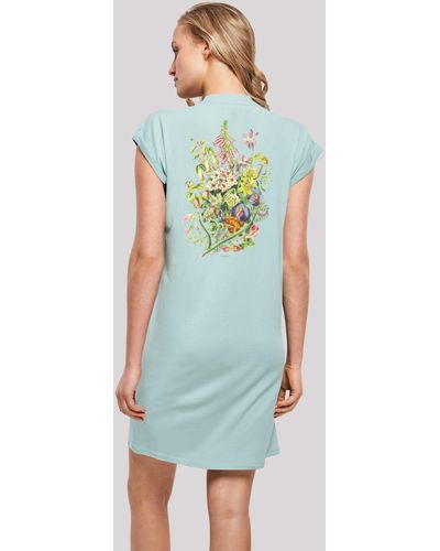 F4NT4STIC Shirtkleid Blumen Muster grün Print - Blau