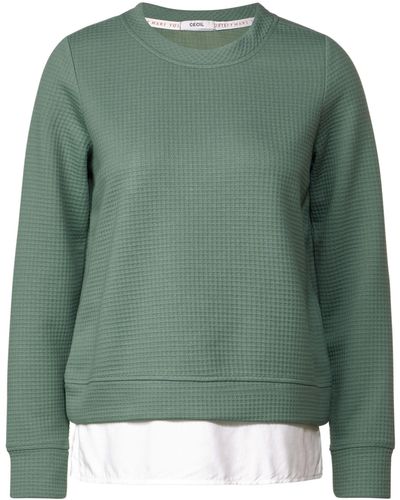 Cecil Strickpullover Structured Layering Sweatshirt - Grün
