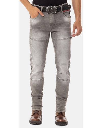 Cipo & Baxx Straight-Jeans mit cooler Used-Waschung - Grau