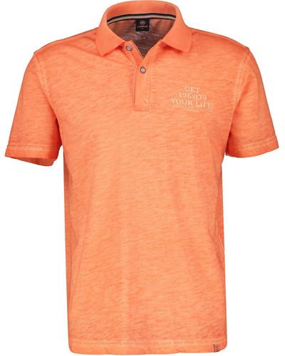 Lerros Poloshirt mit lässigem Brustprint - Orange