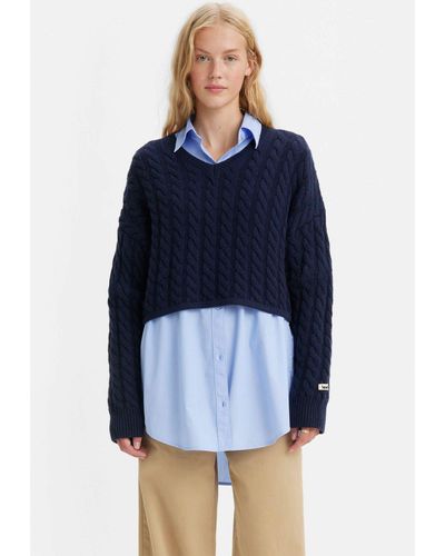 Levi's Levi's® Wollpullover RAE CROPPED SWEATER mit Zopfmuster - Blau