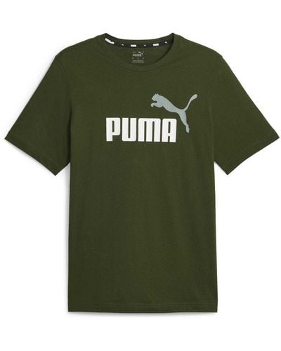 PUMA T-Shirt - ESS+ Essentials 2 Col Logo Tee - Grün