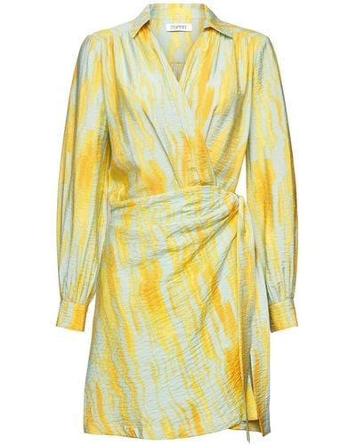 Esprit Sommerkleid wrap blous dres, CITRUS GREEN - Gelb