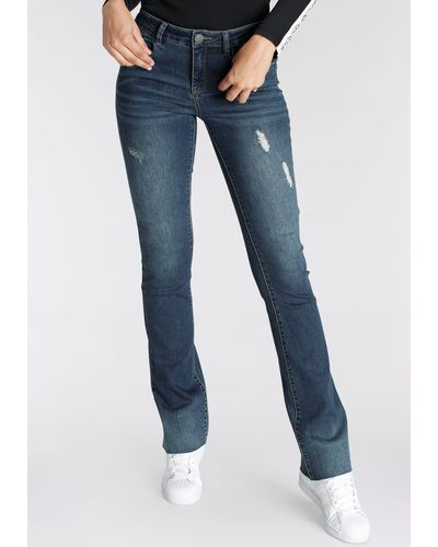 Arizona Bootcut-Jeans Ultra-Stretch Mid-Waist - Blau